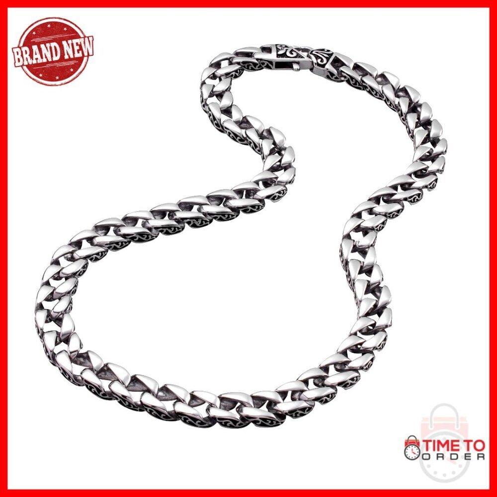 Stainless Steel Link Chain Bracelet with Fleur De Lis Pendant, 8.5 Inch